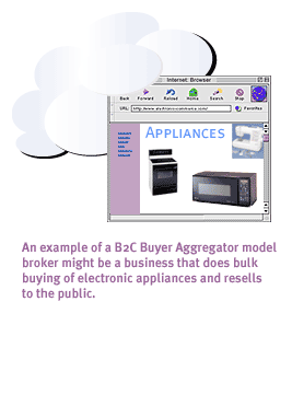 An example of a B2C Buyer Aggregator model broker might be a business that does bulk buying of electronic appliances and resells to the public