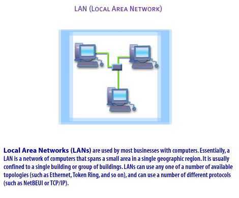 1) Local Area Networks (LANS) are used by most businesses with computers. 