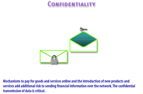 2) Mechanisms to pay for goods and services online and the introduction of new products and services and additional risk to sending financial information over the network.