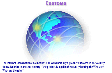 4) The Internet spans national boundaries. Can Web users buy a product outlawed in one country from a website in another country if the product is legal in the country hosting the website? What are the rules?