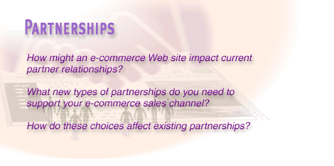 11) When selling services and products through non-Web channels, you may work with various partners to supply you with raw materials, finished goods, or marketing advice, while other partners might act as distributors or supply warehousing services.