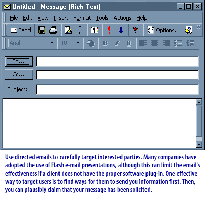 Use directed emails to carefully target interested parties. Many companies have adopted the use of email presentations. 