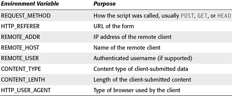 Figure 4-3: Commonly Used Environment Variables