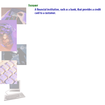 A financial institution such as a bank provides credit cards to a customer.