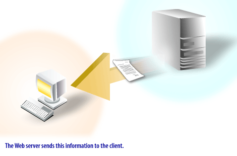 5) The web server sends information to the client