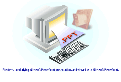 3) File format underlying Microsoft PowerPoint presentations and viewed with Microsoft PowerPoint.