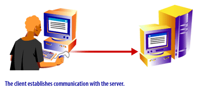 1) Client establishes communication with the server