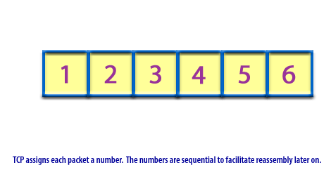 3) TCP IP assigns each packet a number. The numbers are sequential to facilitate reassembly later on