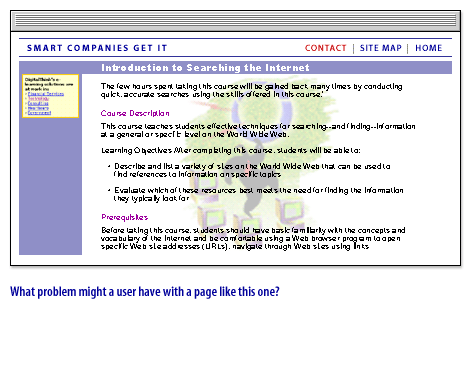 9) What problem might a user have with a page like this one?