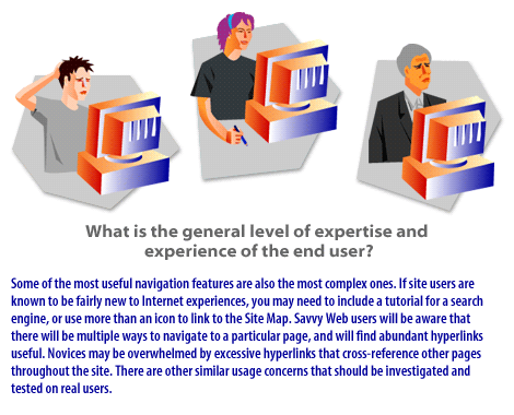 6) What is the general level of expertise and experience of the end user? Some of the most useful navigation features and also the most complex ones.